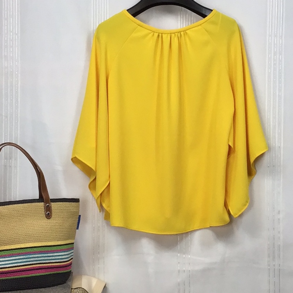 🌻 Zara ‘Woman’ Crepe Kimono Wing Sleeve Blouse Sz.XS - Picture 6 of 7
